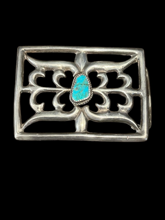 Vintage Turquoise Belt Buckle Sandcast Style Western Buckle Southwestern Buckle Turquoise Belt Buckle Cowboy Belt Optional Leather Belt