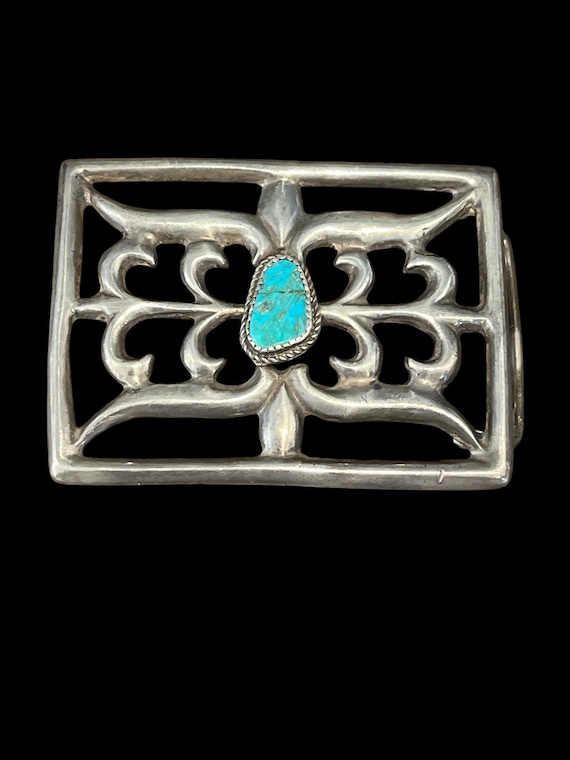 Vintage Turquoise Belt Buckle Sandcast Style Western Buckle Southwestern Buckle Turquoise Belt Buckle Cowboy Belt Optional Leather Belt