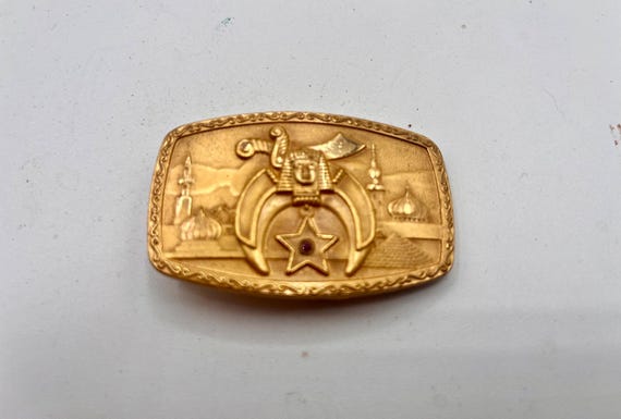 Vintage Belt Buckle, Egyptian Pyramid, Solid Brass, Optional Belt