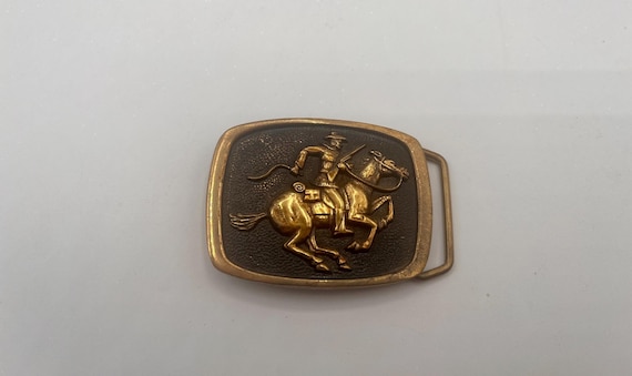 Vintage Belt Buckle Pony Express, with Custom Genuine Leather Belt