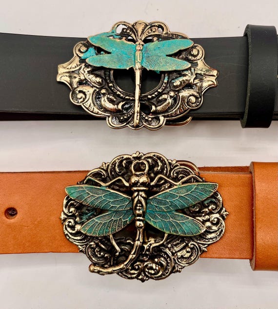 Dragonfly Belt Buckle with Custom Leather Belt