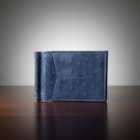 Ostrich Leather Money Clip Wallet for Men | Slim Front Pocket Bifold Wallet | Minimalist Wallet | Luxury Exotic Leather | Gift for Him