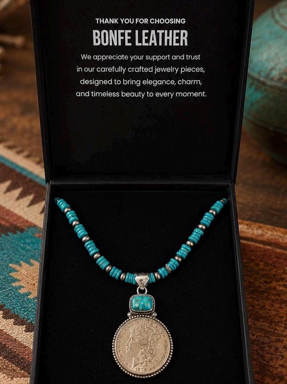 Morgan Silver Dollar Necklace, Turquoise Sterling Silver Necklace, Western Coin Pendant, Adjustable 22-24 Inch Southwestern Jewelry