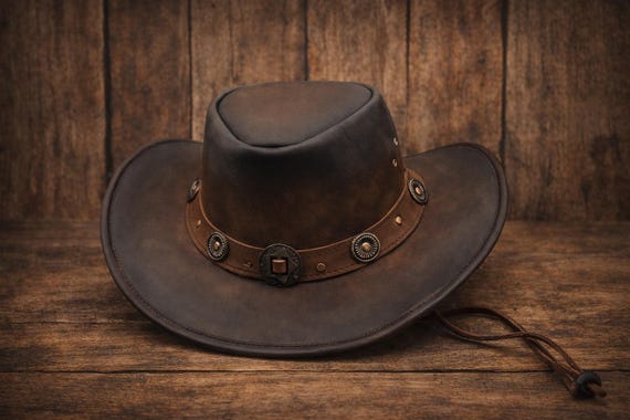 Handmade Leather Cowboy Hat – Western Cowhide Rodeo Hat