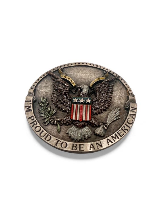 Vintage Belt Buckle- Proud to Be an American, Optional Belt