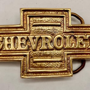 Vintage Chevrolet Belt Buckle: Solid Brass with Custom Leather Belt