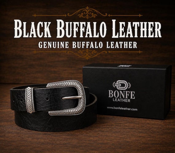 Custom Genuine Leather Belt - Handmade, Various Colors, Standard Buckle Options in Brass or Nickel