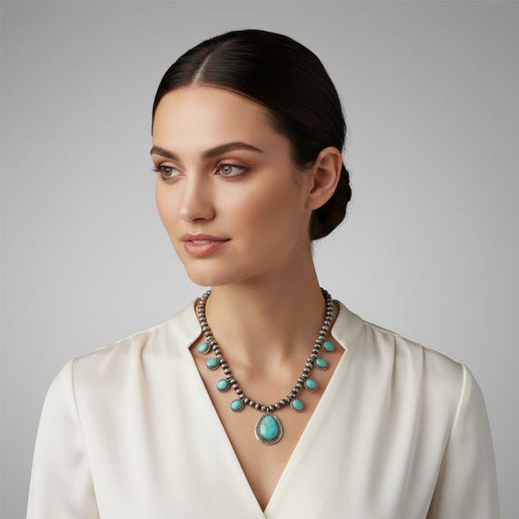 Turquoise Pendant Necklace: Southwestern Sterling Silver - Handmade Jewelry