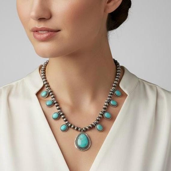 Turquoise Pendant Necklace: Southwestern Sterling Silver - Handmade Jewelry