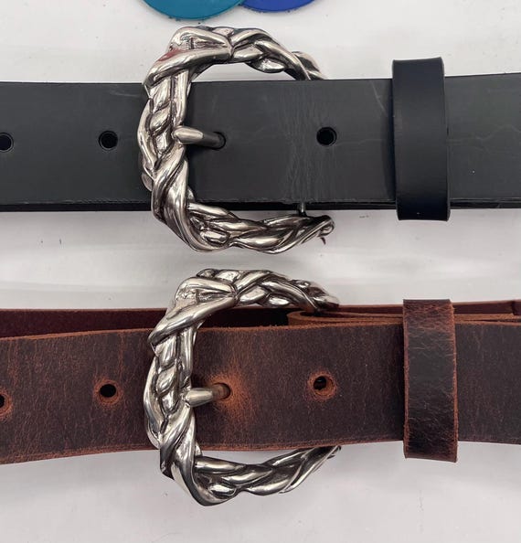 Belt Buckle with Custom Leather Belt, Twist of Fate