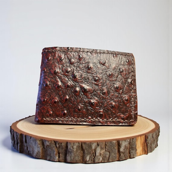 Luxury Men's Wallet: Brown Ostrich Leather Bifold (Genuine)