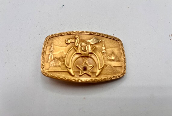 Vintage Belt Buckle, Egyptian Pyramid, Solid Brass, Optional Belt