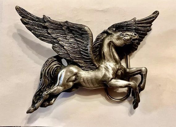 Pegasus Belt Buckle with Custom Leather Belt