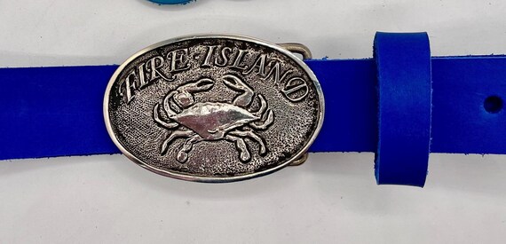 Fire Island Crab Belt Buckle, Custom leather belt