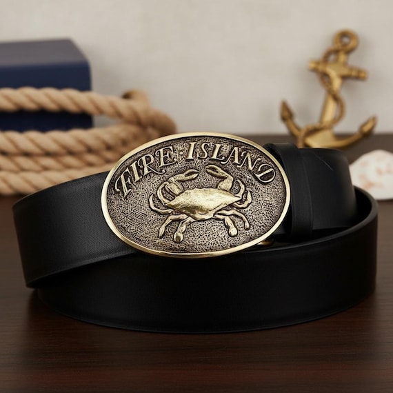 Premium Fire Island Belt Buckle, By Silversmith Andrew Bourbon, Custom Leather Belt