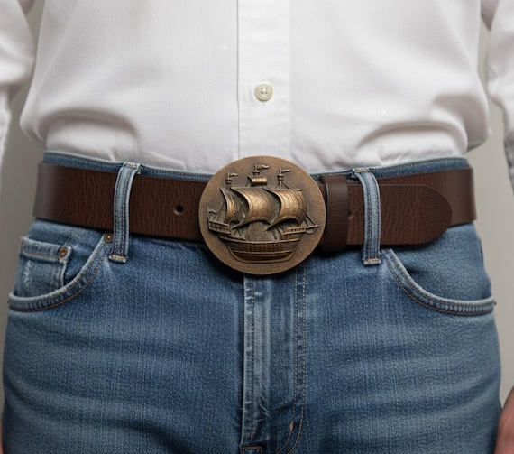 Vintage Belt Buckle SHIP, Solid Brass, Optional Belt