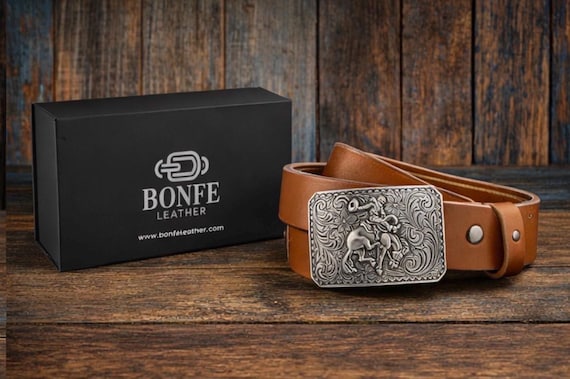 Equestrian Cowgirl Horse Belt Buckle with Custom Leather Belt - Rodeo Nashville Hamptons Classic