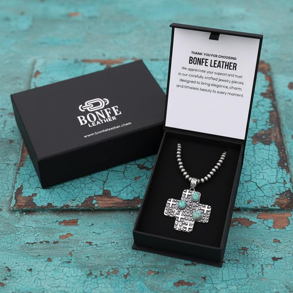 Sterling Silver Cross Pendant: Southwestern Turquoise and Pearl Necklace