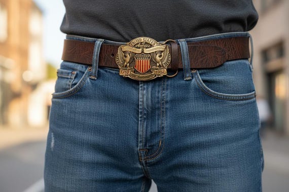 Vintage Belt Buckle USA Constitution Commemorative 200th Anniversary, Optional Belt