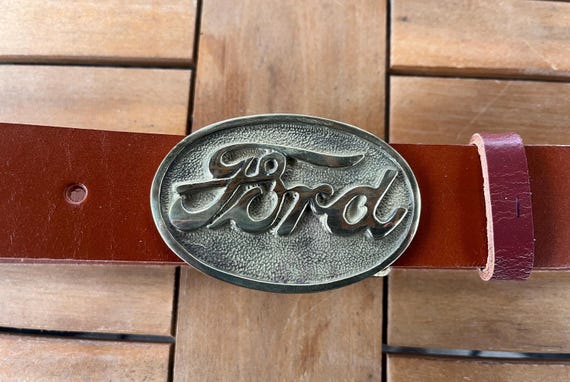 Ford Belt Buckle, Custom genuine leather belt