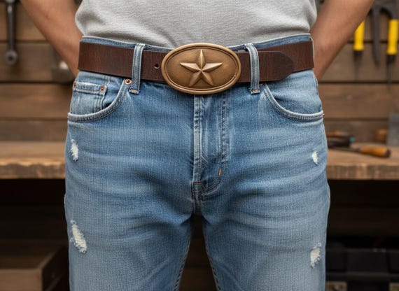 Vintage Belt Buckle USA Star 1970, Optional Belt