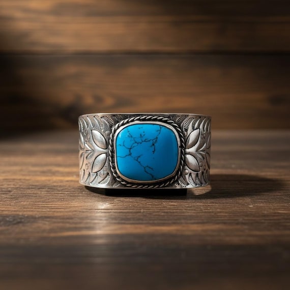 Morenci Turquoise Sterling Silver Cuff – Santa Fe Southwestern Bracelet