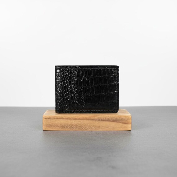 Men's Alligator Wallet, Slim Billfold, Black