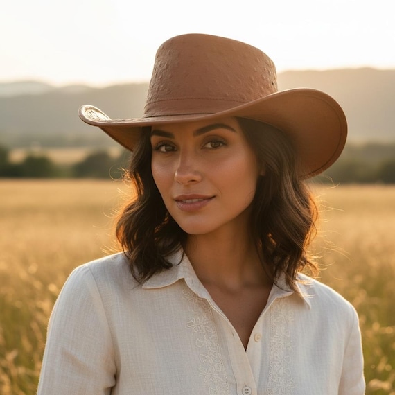 Handmade Ostrich Leather Cowboy Hat – Rustic Western Style