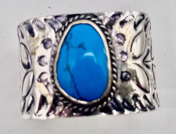 Heavy Southwest Turquoise Sterling Stacker Cuff