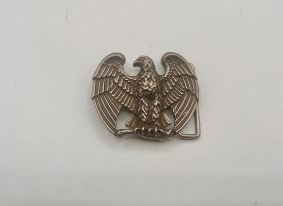 Vintage 1970s Heraldic Eagle Belt Buckle, Optional Handmade Leather Belt
