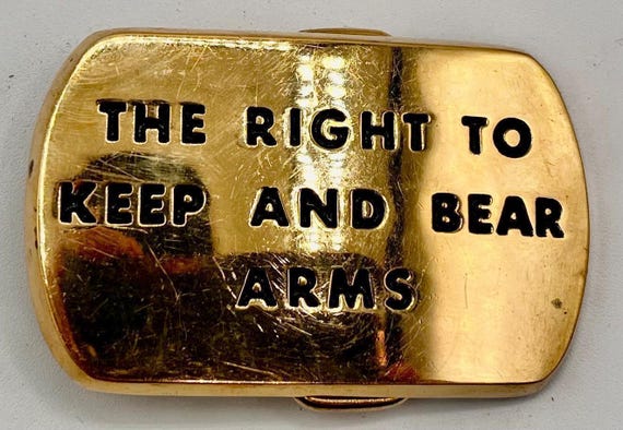 Second Amendment Belt Buckle: Brass with Custom Leather Belt