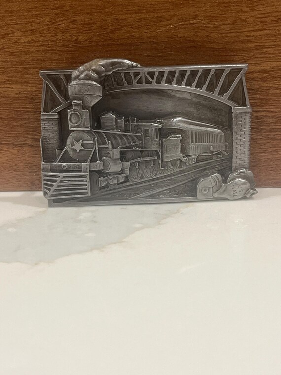 Vintage Train Belt Buckle & Custom Leather Belt – Handmade Western Railroad Gift, Variety Selection Brass Pewter