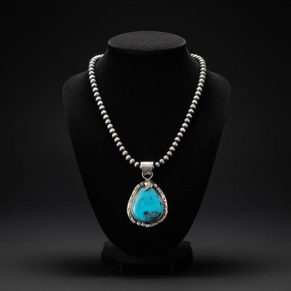 Turquoise Southwestern Pendant, Sterling Silver Necklace
