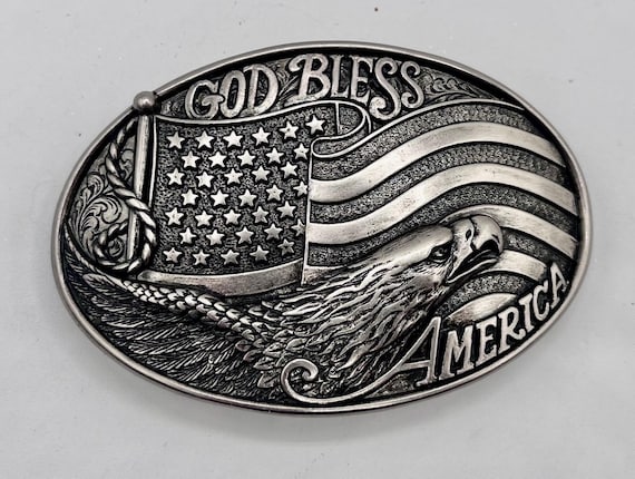 American Eagle Belt Buckle: Proud Pewter Design with Handmade Leather Belt