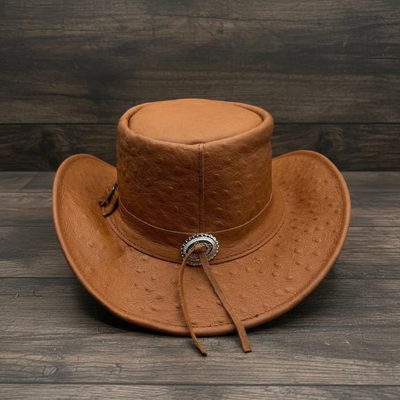 Handmade Ostrich Leather Cowboy Hat – Rustic Western Style
