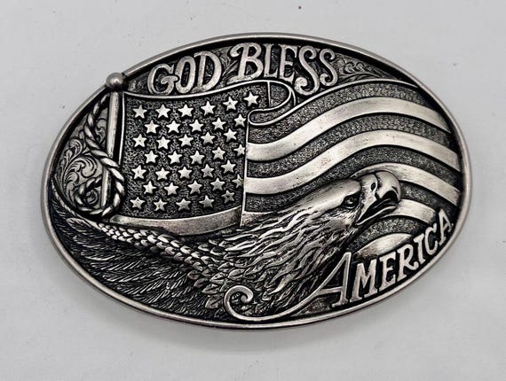 American Eagle Belt Buckle: Proud Pewter Design with Handmade Leather Belt