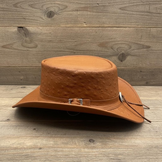 Handmade Ostrich Leather Cowboy Hat – Rustic Western Style