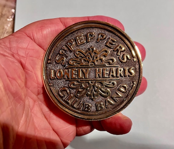 Beatles Belt Buckle: Sgt Peppers Design w/ English Bridle Belt