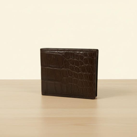 Men's Brown Alligator Wallet, Slim Billfold, Brown