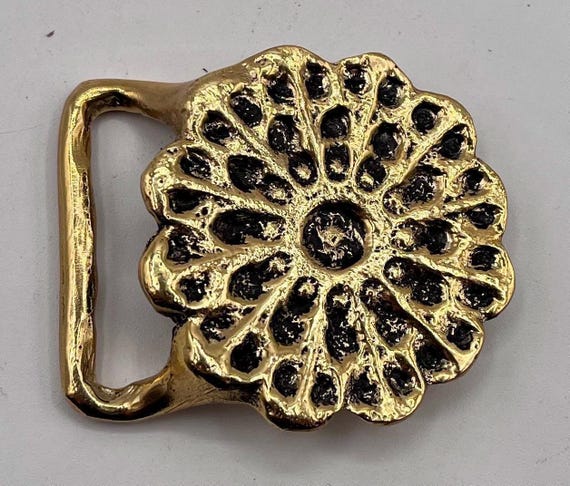 Gothic Rose Belt Buckle: Brass with Handmade Leather Belt