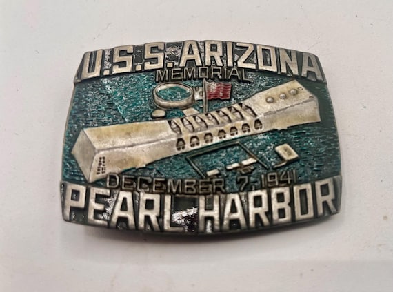 Vintage Belt Buckle USA Pearl Harbor, Optional Belt