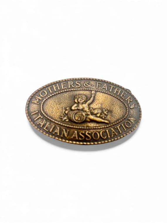 Vintage Belt Buckle, Italian Association, Solid Brass, Optional Belt