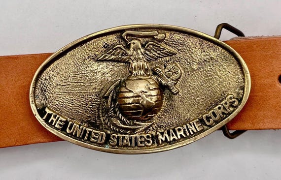 Vintage US Marines Belt - Handmade Leather with Classic Military Buckle