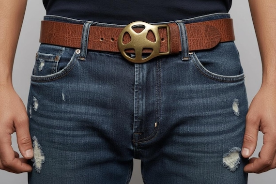 Vintage Belt Buckle Texas Ranger Star 1970s, Optional Belt