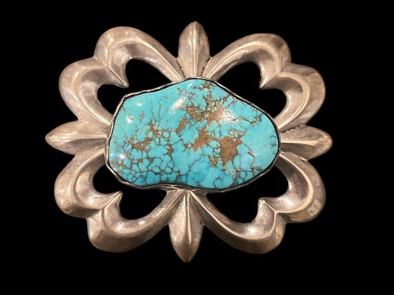 Vintage Turquoise Belt Buckle Southwestern Silver Tone | Natural Stone Western Buckle 3” x 2.4” with Custom Genuine Leather Belt