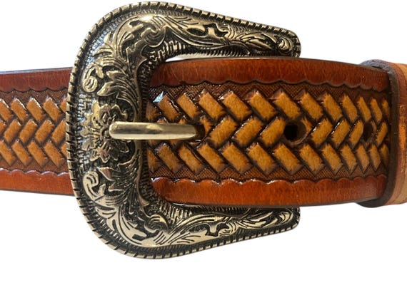 Leather Belt for Men: Basket-Weave Pattern (Handcrafted, Custom Fit)