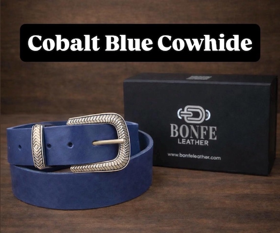 Custom Genuine Leather Belt - Handmade, Various Colors, Standard Buckle Options in Brass or Nickel