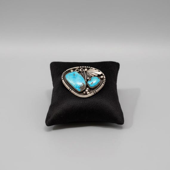 Turquoise Silver Brooch: Handmade Gemstone Jewelry