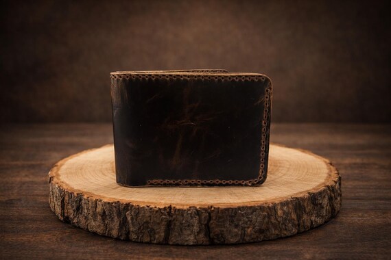 Genuine Leather Wallet Bifold in Antique Brown