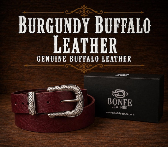 Custom Genuine Leather Belt - Handmade, Various Colors, Standard Buckle Options in Brass or Nickel